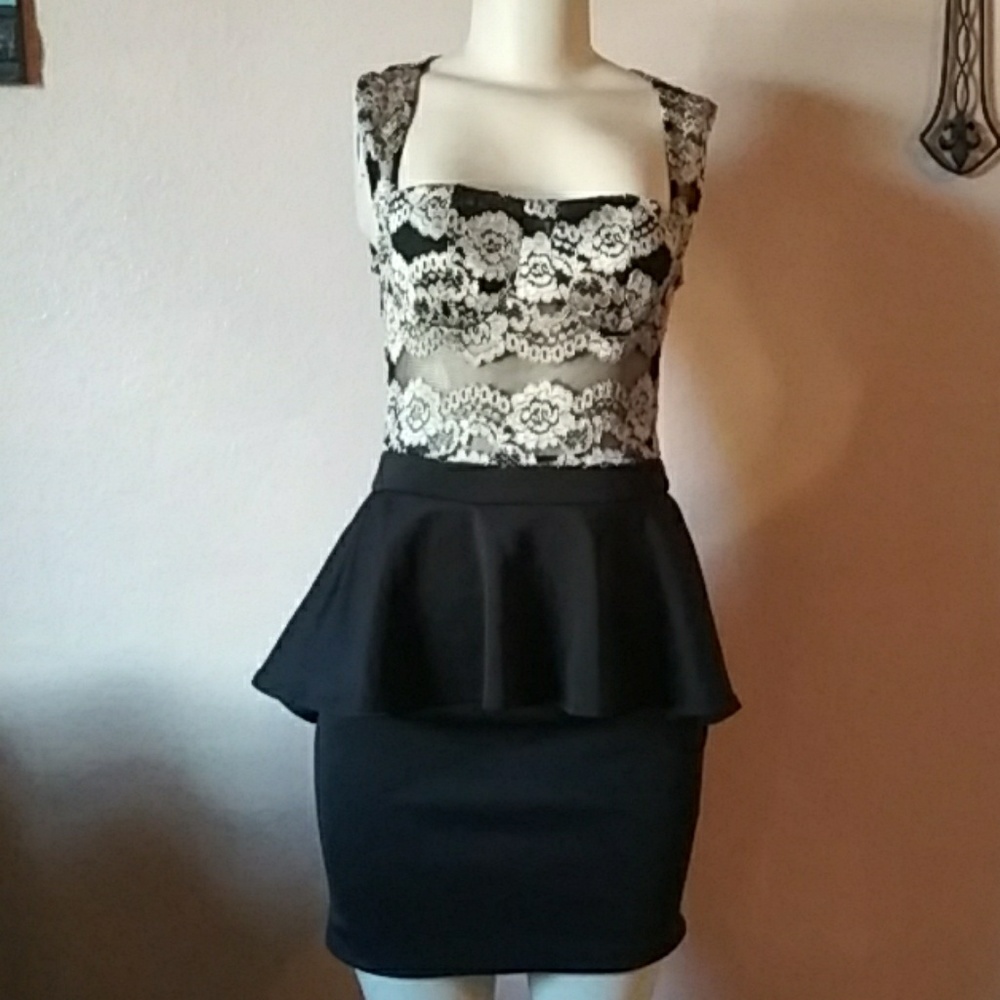 Stylish black gold ruffle dress